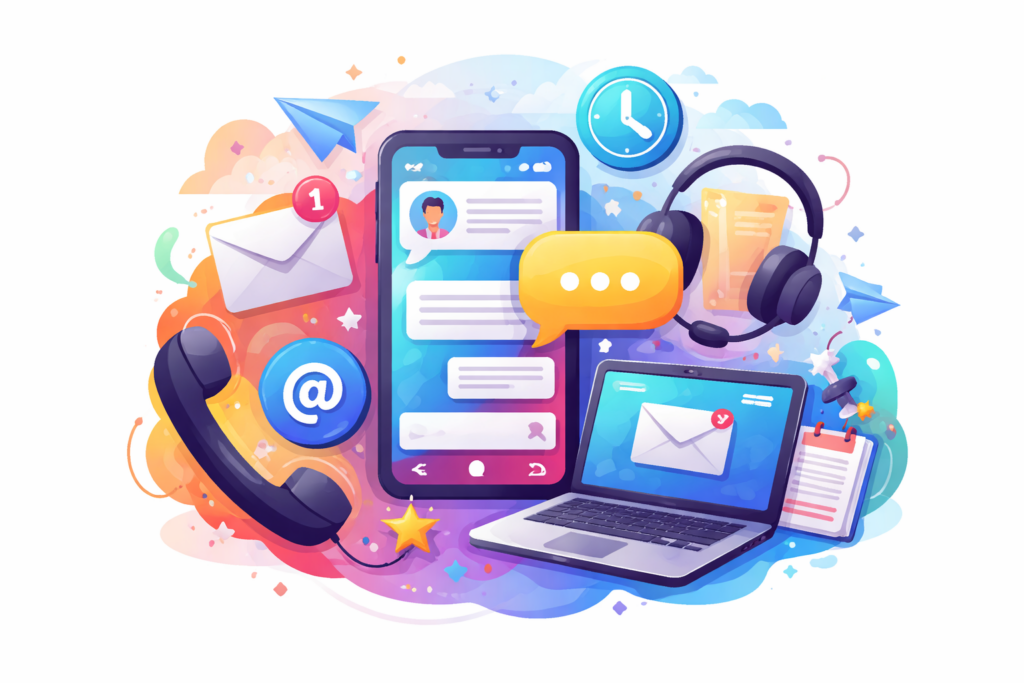 Ikony komunikácie – email, telefón, chat
